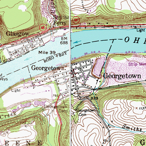 Topographic Map of Georgetown Post Office, PA