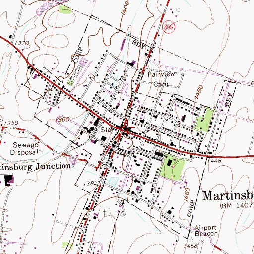 Topographic Map of Martinsburg Post Office, PA