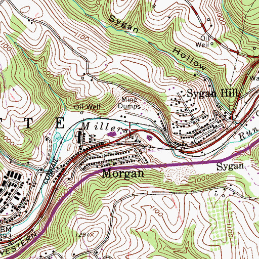 Topographic Map of Morgan Post Office, PA