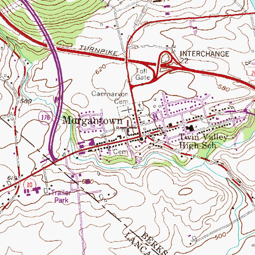 Topographic Map of Morgantown Post Office, PA