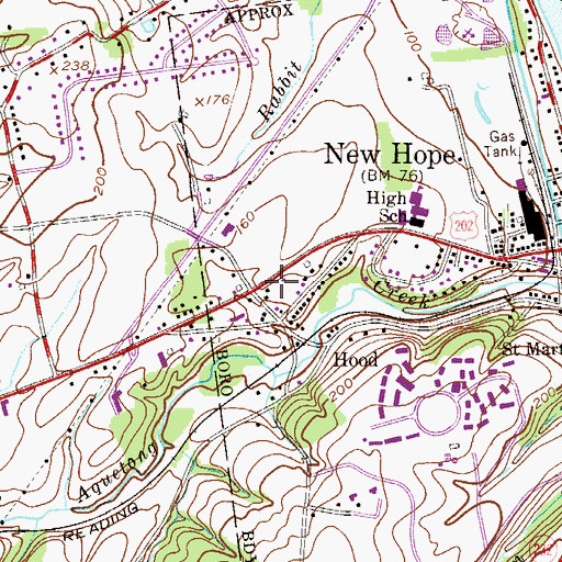 Topographic Map of New Hope Post Office, PA