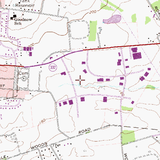 Topographic Map of Newtown Post Office, PA