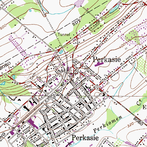 Topographic Map of Perkasie Post Office, PA