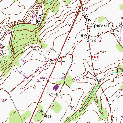Topographic Map of Pipersville Post Office, PA