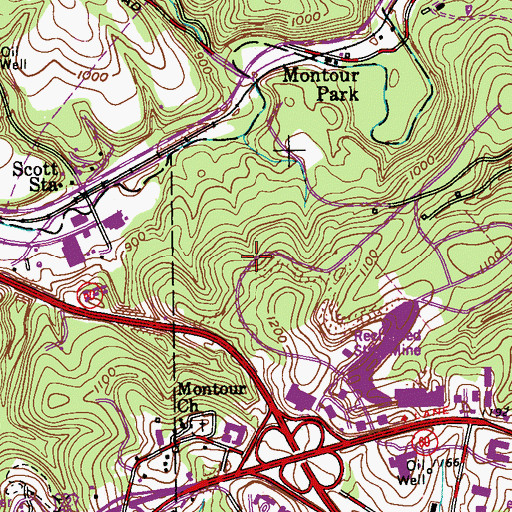 Topographic Map of Montour Post Office, PA