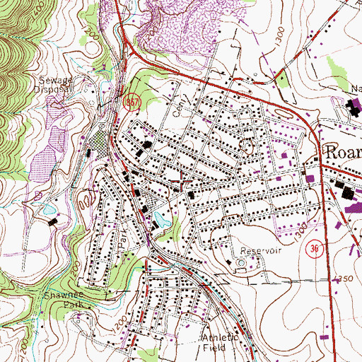 Topographic Map of Roaring Spring Post Office, PA