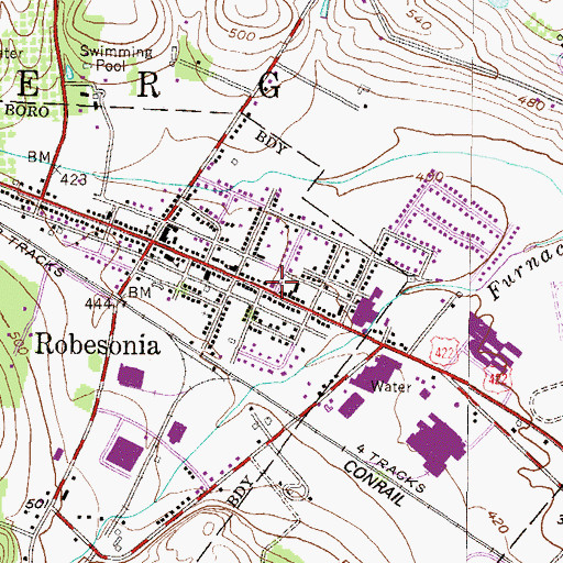 Topographic Map of Robesonia Post Office, PA