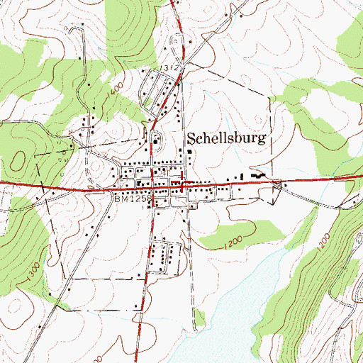 Topographic Map of Schellsburg Post Office, PA