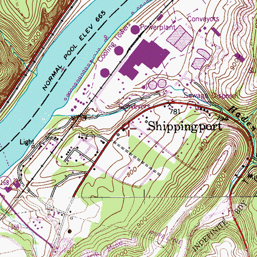 Topographic Map of Shippingport Post Office, PA