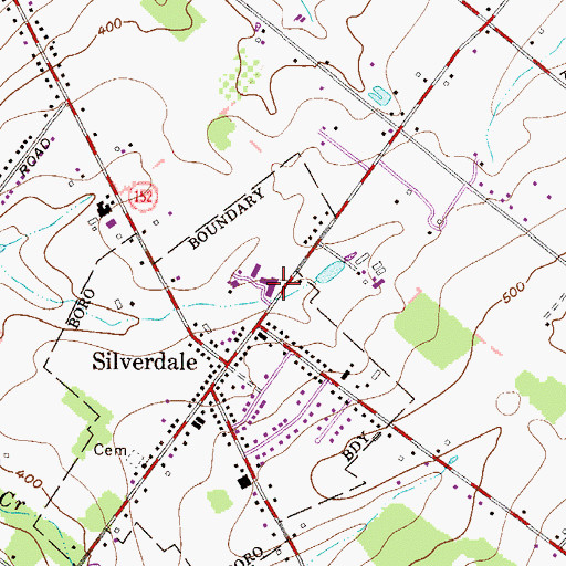 Topographic Map of Silverdale Post Office, PA