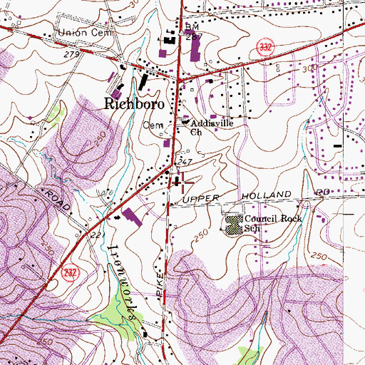 Topographic Map of Richboro Post Office, PA