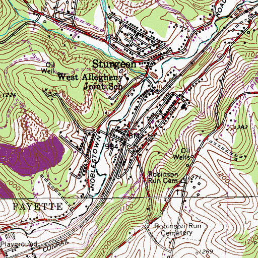 Topographic Map of Sturgeon Post Office, PA