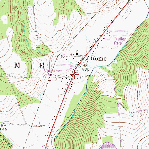 Topographic Map of Rome Post Office, PA