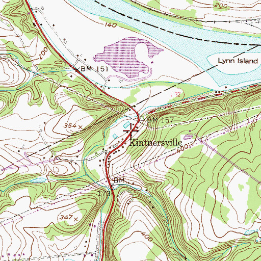 Topographic Map of Kintnersville Post Office, PA