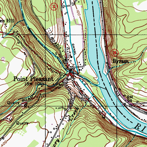 Topographic Map of Point Pleasant Post Office, PA