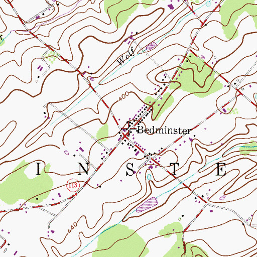 Topographic Map of Bedminster Post Office, PA