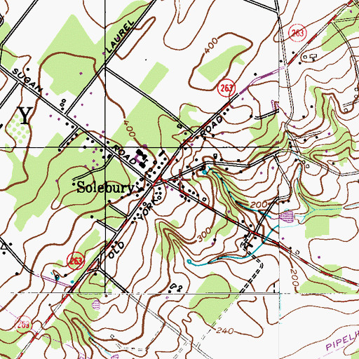 Topographic Map of Solebury Post Office, PA