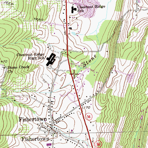 Topographic Map of Fishertown Post Office, PA