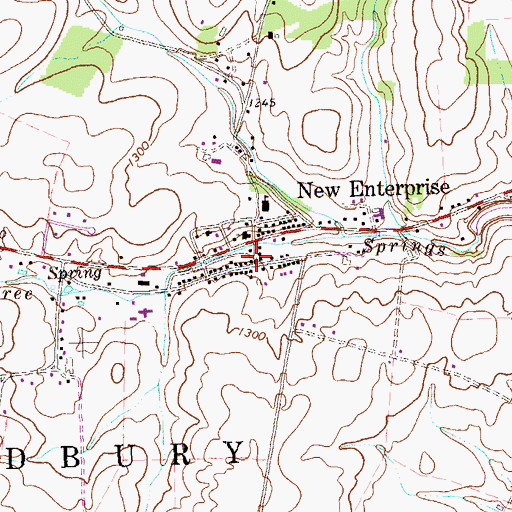 Topographic Map of New Enterprise Post Office, PA