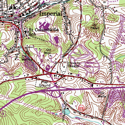 Topographic Map of Imperial Post Office, PA