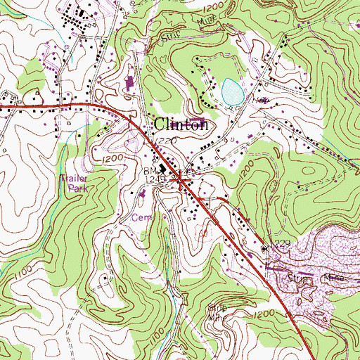 Topographic Map of Clinton Post Office, PA