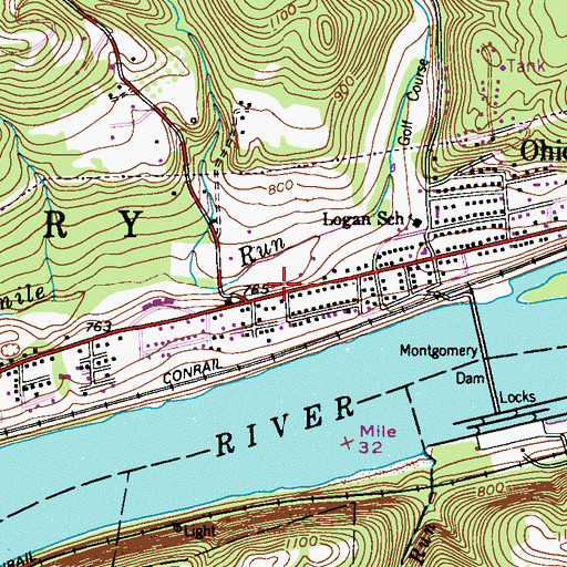 Topographic Map of Industry Post Office, PA