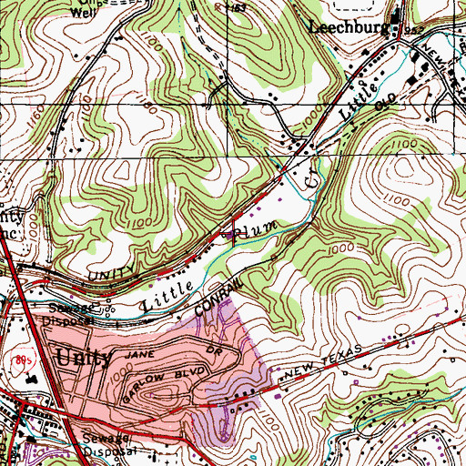 Topographic Map of Plum Post Office, PA