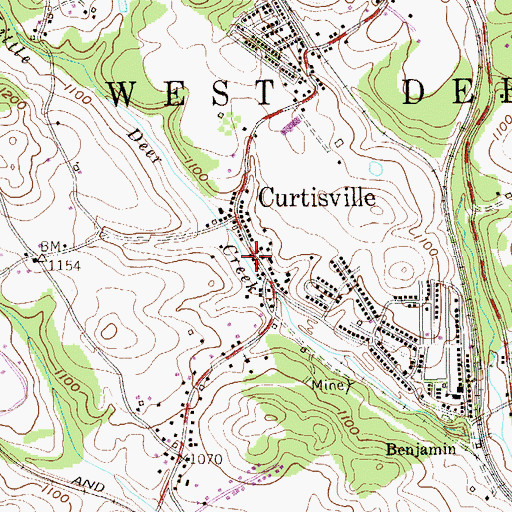 Topographic Map of Curtisville Post Office, PA
