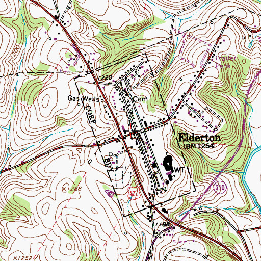 Topographic Map of Elderton Post Office, PA