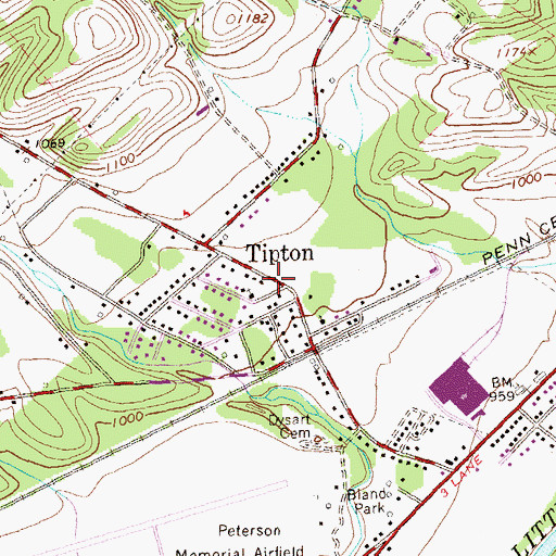 Topographic Map of Tipton Post Office, PA