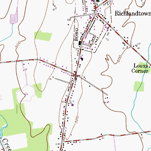 Topographic Map of Richlandtown Post Office, PA