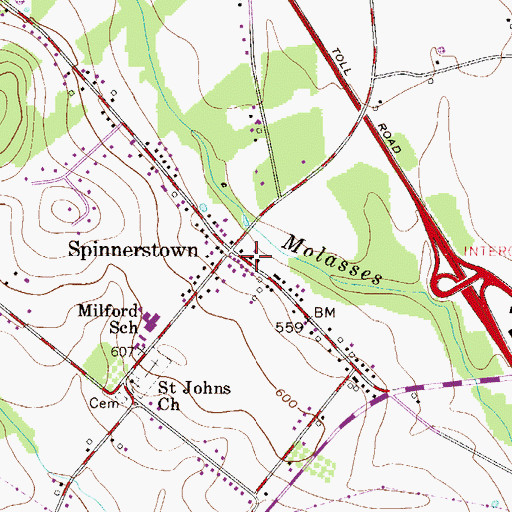 Topographic Map of Spinnertown Post Office, PA