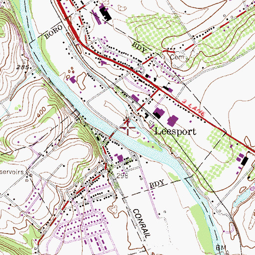 Topographic Map of Leesport Post Office, PA