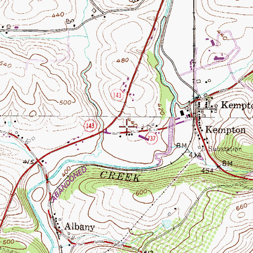 Topographic Map of Kempton Post Office, PA