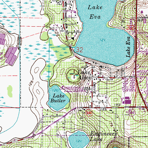 Topographic Map of Lake Alice, FL