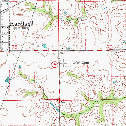 Topographic Map of International Order of Odd Fellows Cemetery, MO