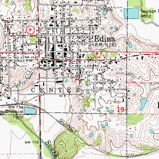 Topographic Map of Old Edina Cemetery, MO