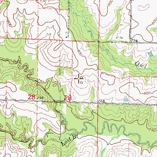 Topographic Map of Deer Cemetery, MO