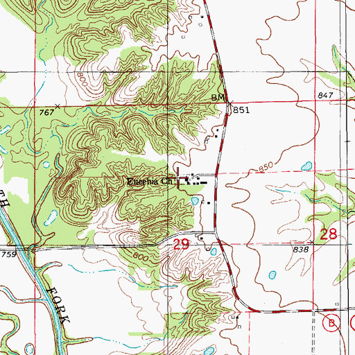 Topographic Map of Eucebia Cemetery, MO