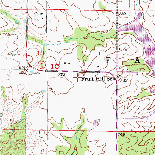 Topographic Map of Lear Cemetery, MO