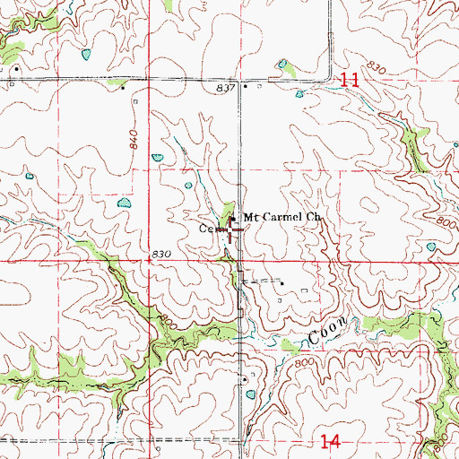 Topographic Map of Mount Carmel Cemetery, MO