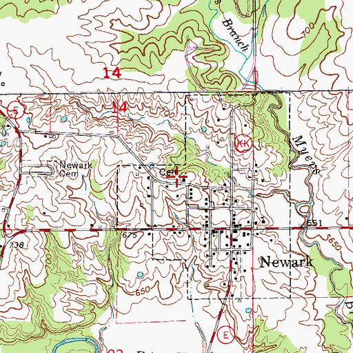 Topographic Map of Old Newark Baptist Church Cemetery, MO