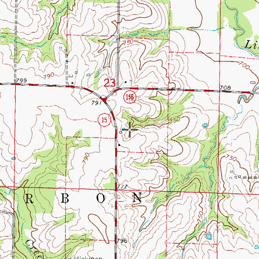 Topographic Map of Pence Cemetery, MO