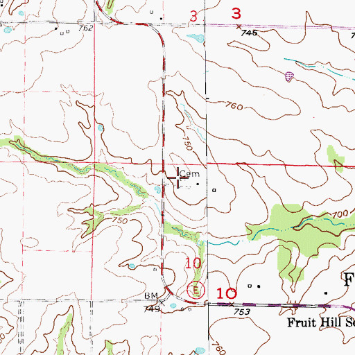 Topographic Map of Rouner-Minor Cemetery, MO