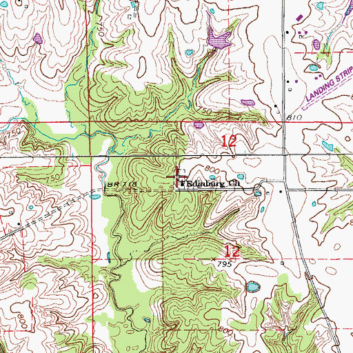 Topographic Map of Edinburg Baptist Church Cemetery, MO