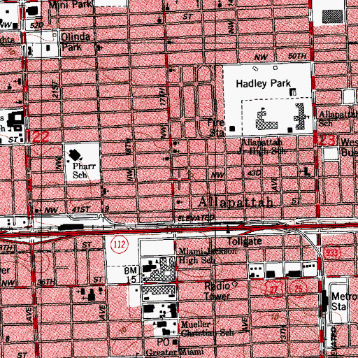 Topographic Map of Allapattah, FL