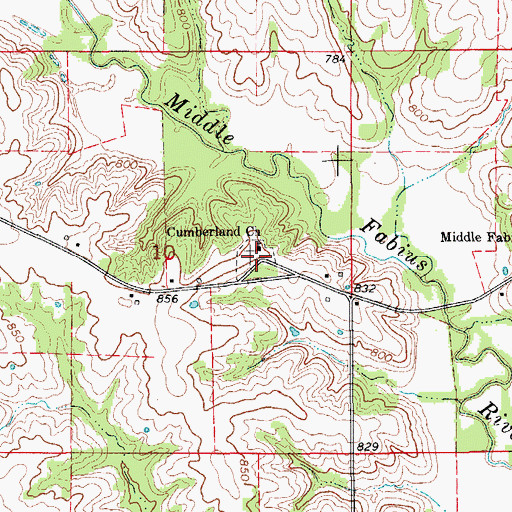 Topographic Map of Campground Cemetery, MO