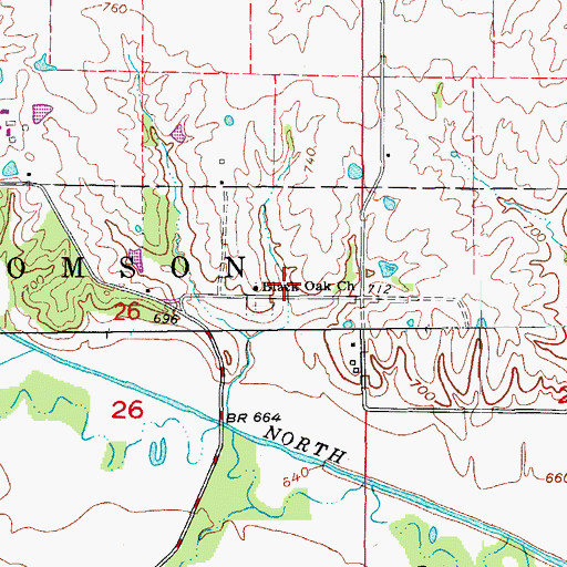 Topographic Map of Black Oak Cemetery, MO