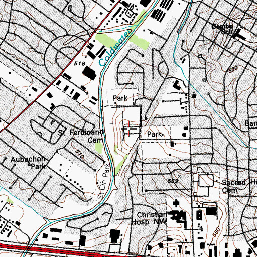 Topographic Map of Saint Ferdinand Cemetery, MO