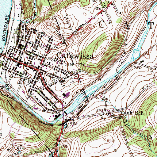 Topographic Map of Hillside Lutheran Church Cemetery, PA